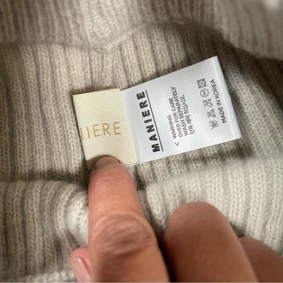 MANIERE Wide Leg Rib Knit Pant High Rise light beige - Picture 3 of 5